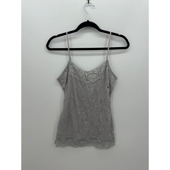 Maurices Y2K Gray Crinkle Lace Tank Top Camisole Size M NWT Fairy Coquette - Picture 1 of 7